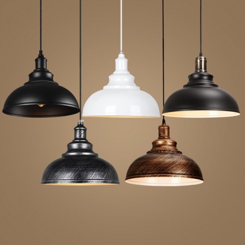 Barn Pendant Lights, 1-Light Hanging Light for Kitchen Dining Table F Oil-Rubbed Bronze 12" Ceiling Dome Pendant Lighting E27 base