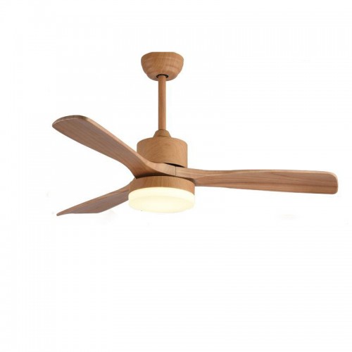 Wood Ceiling Fan With Lights, 3 Carved Wood Fan Blade Ceiling Fans, Noiseless Motor, Fan With LED Lights