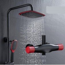 Pure brass faucet, black and red thermostatic shower, personality fashionable, Chinese red shower system, Wall-mounted