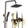 Shower System, Inlaid Gold Copper Antique Black Four Mode Faucet Supercharged Shower Wall-Mounted Stainless Steel Shower Faucet Sets, Luxury Shower Set