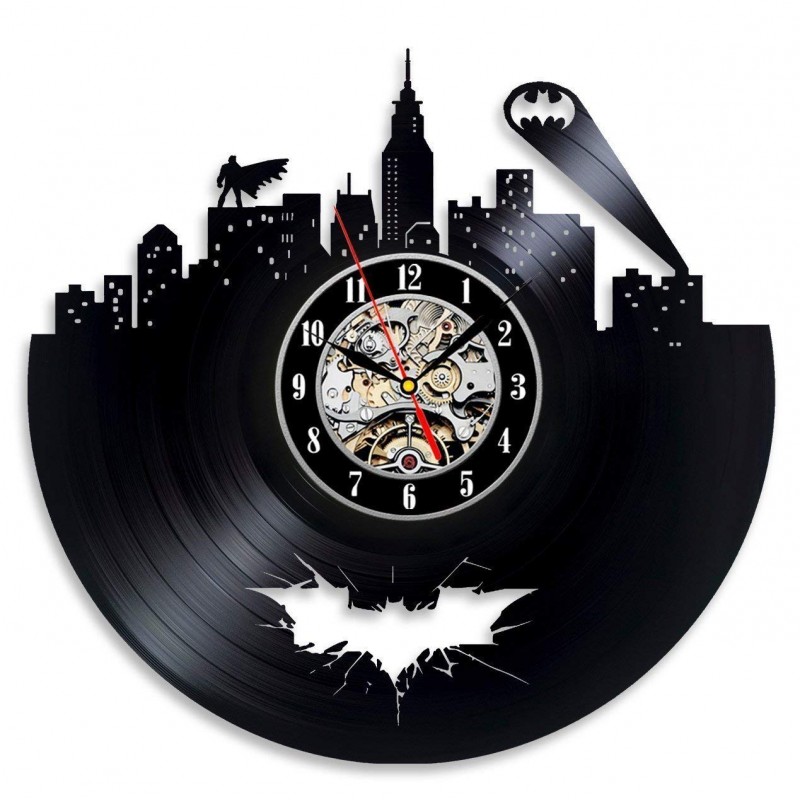 Best Gift Idea for Boys and Girls Batman Emblem Vinyl Record Wall Clock Contemporary and Creative Bedroom Wall Decor Modern Fan Art