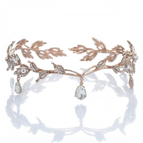 Elegant Rhinestone Leaf Wedding Headpieces Headband Bridal Tiara Crown