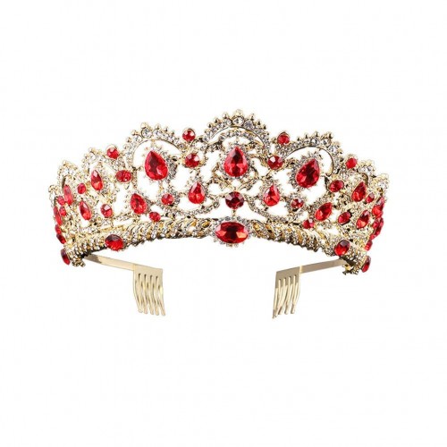 Baroque Royal Queen Gold Wedding Crown Crystal Princess Tiara Headbands for Women Bridal Party Birthday Headpieces 
