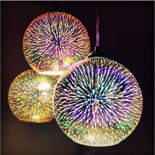 Creative personality LED color 3D glass chandelier Nordic post-modern minimalist dining and living room American home lighting
