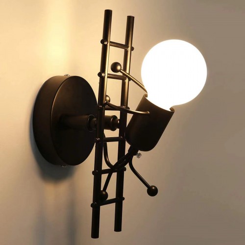 Industrial Metal Wall Lamp Creative Cartoon Lamp Indoor Wall Lamp Bedroom Modern Minimalist Lamp Attic Study Restaurant Entrance Foyer E27 Without Bulbs