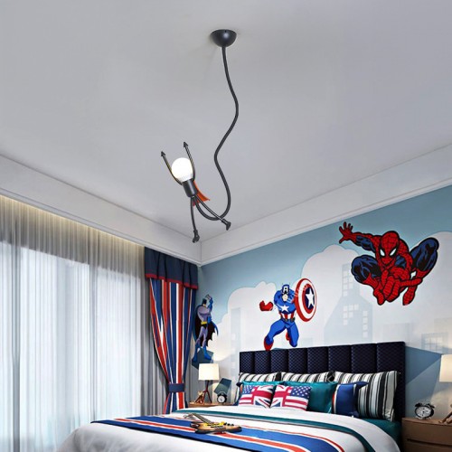 Personalized children's room LED superman chandelier Nordic style chandelier creative bedroom bedside chandelier