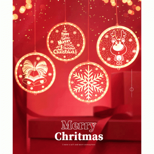 New Disc Hanging Lamp LED Christmas Lantern Bell Snowflake Battery Light String Room room decorative lights