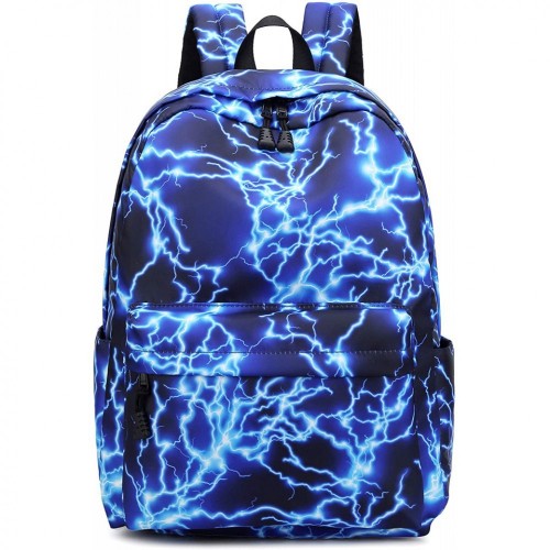 Backpack School Bags Teenager Starry Lightning Durable Student Travel Waterproof Bookbags 16.5 inch Boys Girls (Blue)