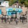 Outdoor Patio Bar Table Dining Table, Pub Height Bistro Square Table With Tempered Glass Tabletop, Square Wrought Iron Glass High Bar Tabl For Indoor Outdoor