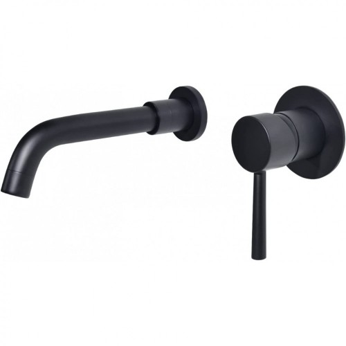 Wall Mounted Basin Mixer Taps Black Brass Basin Tap with 360 Degrees Rotating Spout