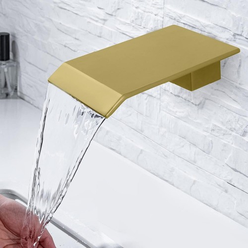 Waterfall Bathroom Bathtub Sprayer Waterfall Basin Faucet Sprayer High Flow Tub Filler Spout, Brushed Gold