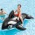 Big Black Whale Mount Children's Water Floating Row Swimming Equipment Mount Toys
