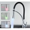 LED Kitchen Faucet Pull Down Spray with Light Single Lever Pull Out Sink Mixer Tap Brass Black Chrome