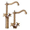 Antique/classical style mid-mounted bathroom and kitchen faucets, high quality valves Double handle single hole antique brass faucet