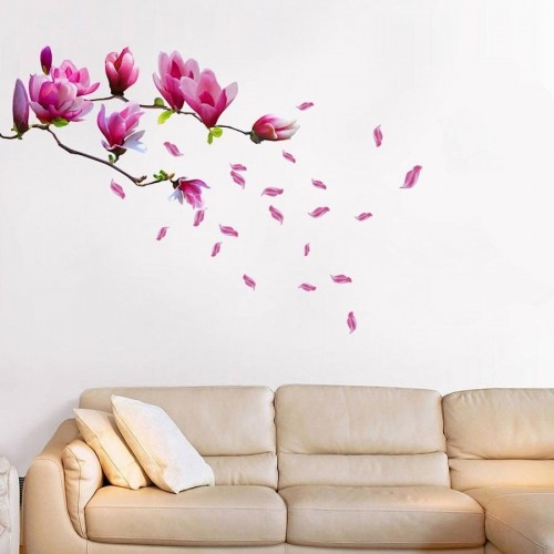 Giant Magnolia Flowers Tree Decals Wall Sticker Home Decoration Waterproof Sticker