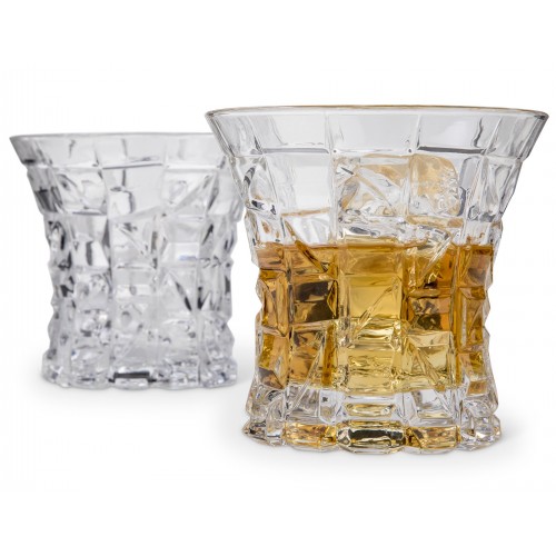 Wide Brim Designed Whiskey Glasses Set of 2