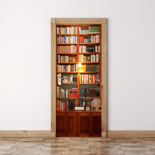 Retro book cabinet door sticker