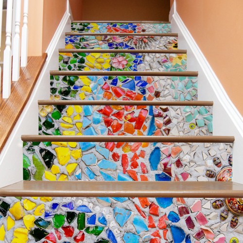 Creative decorative colored stone stair wall sticker