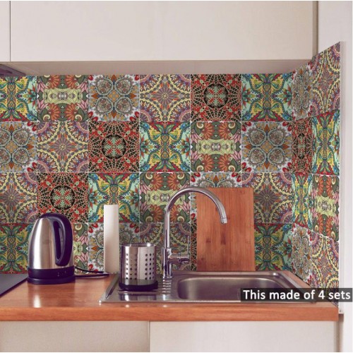 Bedroom living room kitchen Indian style tile sticker wall sticker