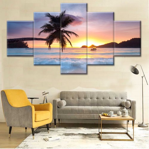 Canvas inkjet art deco combination painting, Cozy beach