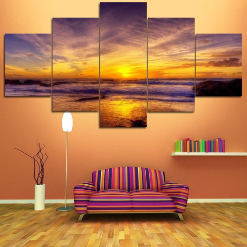 Canvas inkjet art deco combination painting, Twilight at sea