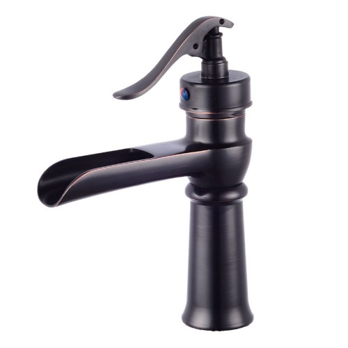 Oil Rubbed Bronze Waterfall Bathroom Vessel Sink Faucet - Tall Body