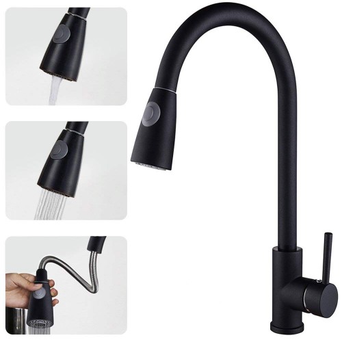 Kitchen Faucets with Pull Down Sprayer, Single Handle Kitchen Sink Faucet with Pull Out Sprayer, Stainless Steel, Matte Black,Brushed Nickel