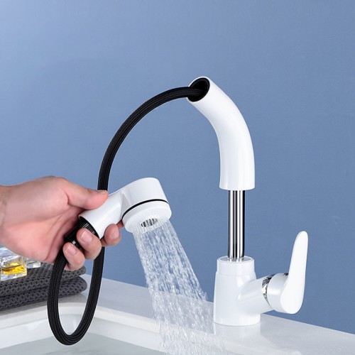 Kitchen Faucet with Pull Down Sprayer,Can be Raised and Lowered Kitchen Sink Faucet,Deck Mount Single Handle Stainless Steel Commercial Modern Faucet for Kitchen Sink