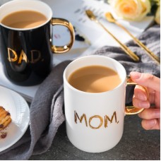 Father's Day gifts Ceramic Mug Simple Water Cup、Novelty MOMDAD mug gift box from daughter and son、Affordable、The Best Birthday Gifts for Mom and Dad
