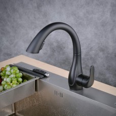 Kitchen Sink Taps with 360 ° Rotation Pull Out Swivel Spout,Single Handle Monobloc Mixer Kitchen Tap, 2-Function Sprayer, Black