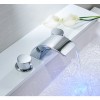 Bathroom Sink Faucet LED 3 Hole Waterfall Faucet Deck Mount Widespread Vanity Faucet 2 Handle Lavatory Mixer Faucet