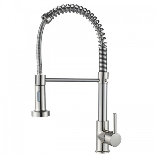 Kitchen faucet, faucet with pull down sprayer, high arc single handle spring kitchen sink faucet, modern rv stainless steel kitchen faucet for farmhouse camping laundry utility rv bar