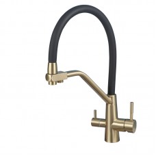 Three-in-one kitchen faucet, all copper 360-degree rotatable, pullable, rubber faucet, kitchen ideas