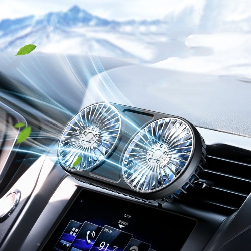 Multifunctional car fan, car air outlet center console fan, double head USB silent mini fan