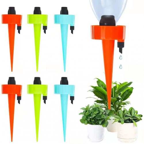 6PCS Self Watering Spikes, Automatic Plant Waterer with Slow Release Control Valve Switch, Adjustable Plant Watering Devices Drip Irrigation