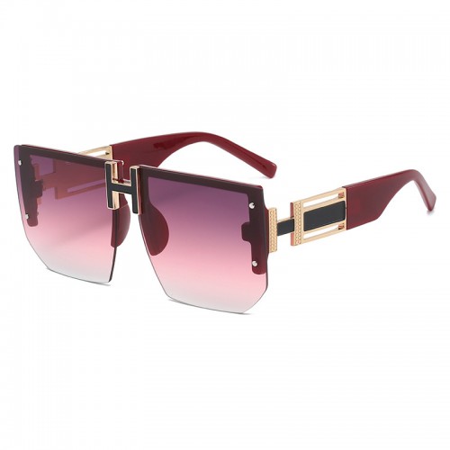 Fashion Trend Sunglasses, UV Protection Large Frame Sunglasses, Men's Fashion Diamond Cut Rimless Glasses