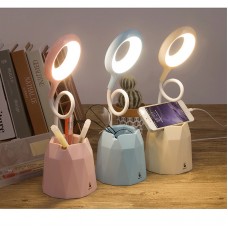 LED Desk Lamp with USB Charging Port for Study, White Dimmable Table Lamp with Pen Holder or Phone Stand，4000K Eye-Caring Table Lamp, Dimmable Office Light