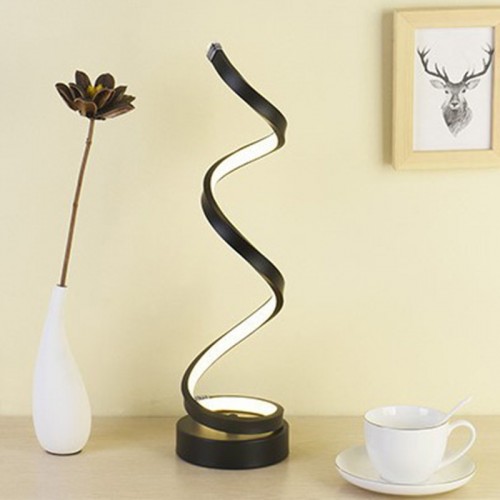 Spiral LED Table Lamp, Curved LED Desk Lamp, Contemporary Minimalist Lighting Design, Warm White Light,Smart Acrylic Material Perfect for Bedroom Living Room 
