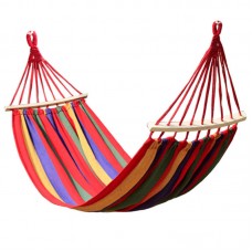 Thick canvas hammock Outdoor curved wooden stick anti-rollover hammock Indoor single double camping swing