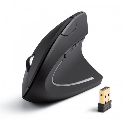 2.4G Wireless Vertical Ergonomic Optical Mouse, 800 / 1200 /1600DPI, 5 Buttons - Black