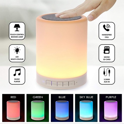 Night Light Bluetooth Speaker, Portable Wireless Bluetooth Speakers, Touch Control, Color LED Speaker, Bedside Table Light, Speakerphone/TF Card/AUX-in Supported 