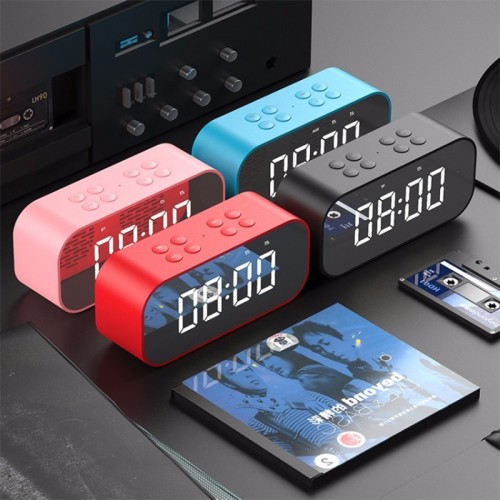 Bluetooth Speaker LED Alarm Clock Wireless Mini Mirror with Screen Clock Gift Card Bass Mini Speaker