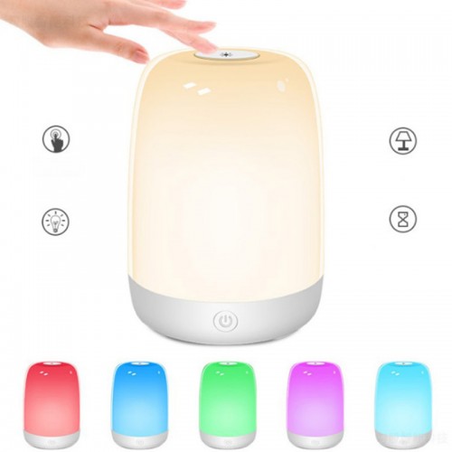 LED Night Light, Smart Bedside Table Lamp, Touch Control, Dimmable, USB Rechargable, Portable, Color Changing for Kids, Bedroom, Camping (Warm White)