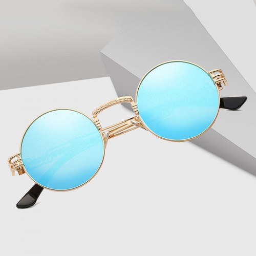 Round Sunglasses Steampunk Metal Frame