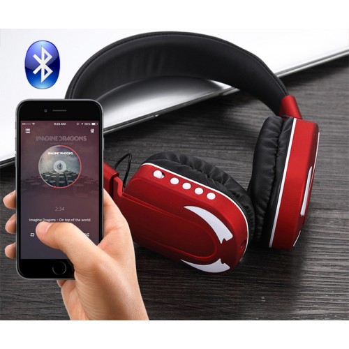 Bluetooth headset LED flashing, foldable with card FM wireless headset with microphone and volume control