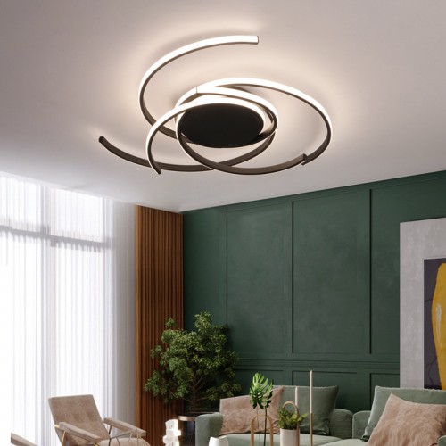 LED Ceiling Light Dimmable with Remote Control Living Room Kitchen Chandelier Modern Acrylic Spiral Flower Shape Design Ceiling Lamp, Bedroom Ceiling Lighting