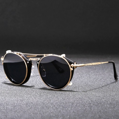 Metal Sunglasses Round Ladies Outdoor Sunglasses Set