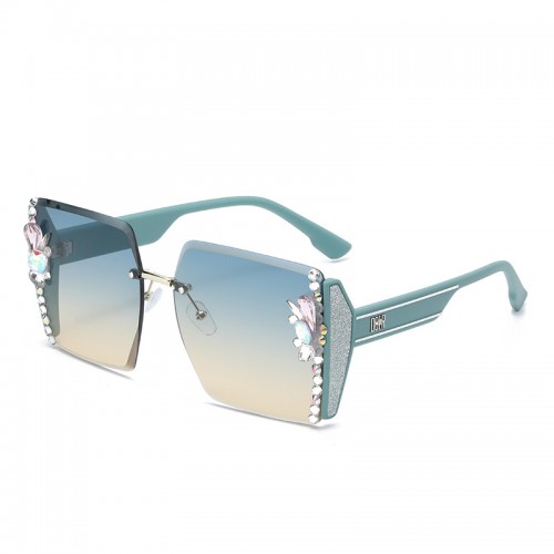 Women's diamond-encrusted frameless sunglasses fashion personality sunglasses