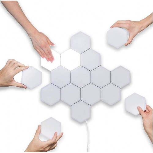 Hexagonal Wall Light, DIY Modular Touch Sensitive Lights Creative Geometry Assembly LED Night Light for Home Decor, Gifts