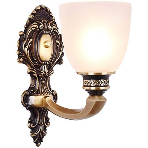 Brass Material Body Wall Mounted Light Industrial Vintage Wall Light Milky White Glass Lampshade Brass Wall Sconce Wall Lamp Lighting Fixture for Bedroom Hallway Living Room